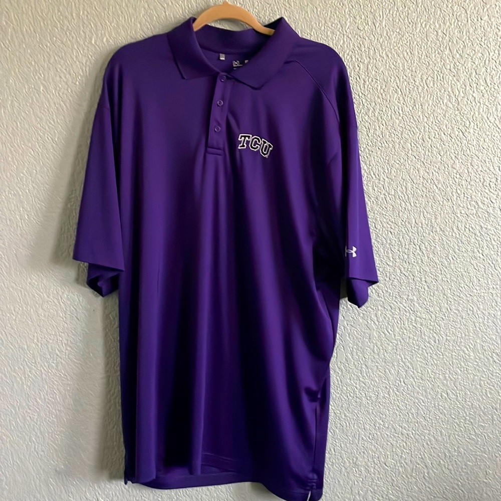 Mens Under Armour TCU short sleeve TCU purple polo. ONLY WORN ONCE